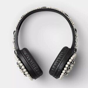 NEW HeyDay Embellishment On-Ear Jewel Black Bluetooth Wireless Headphones